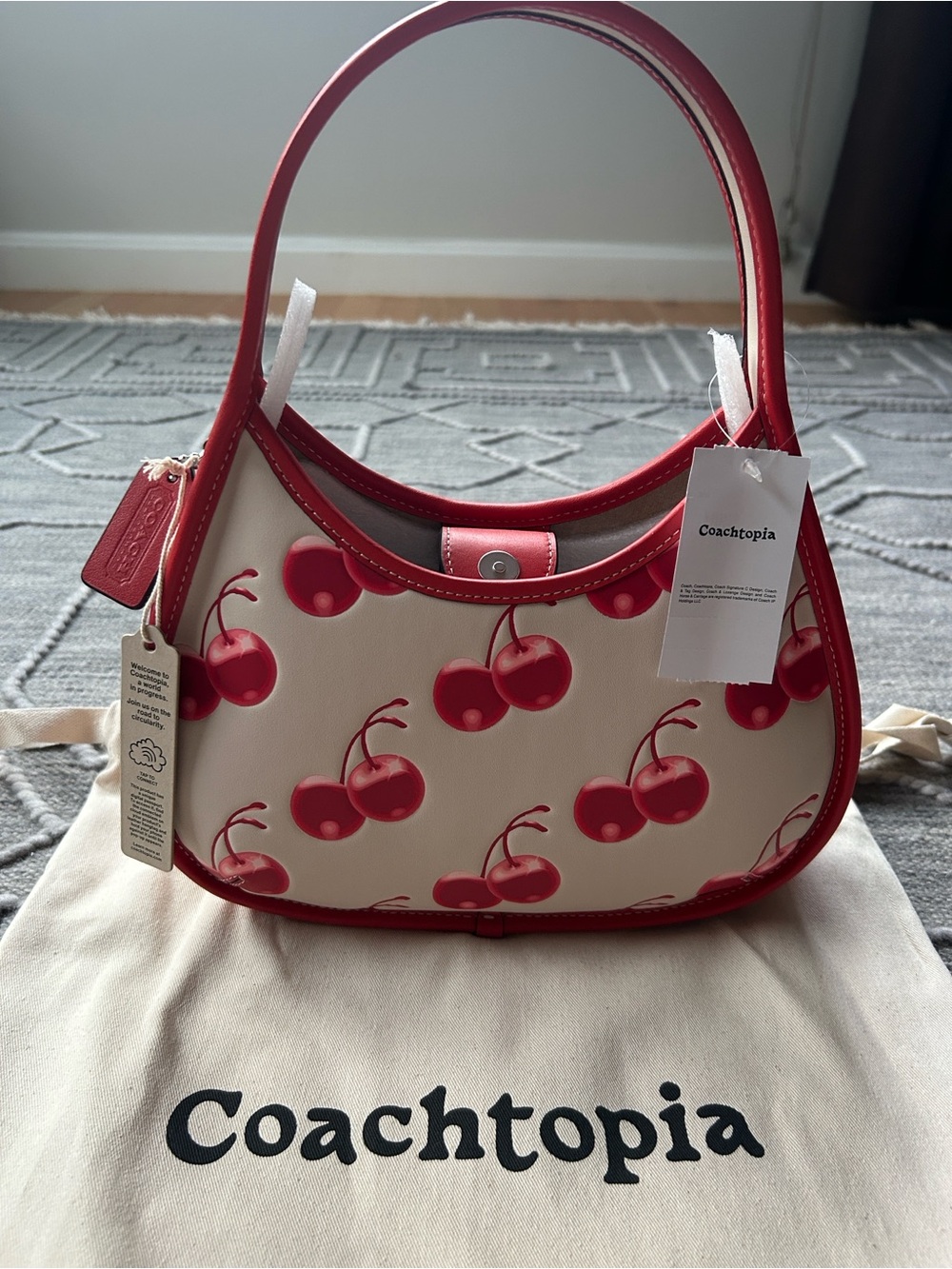 MWT COACH Coachtopia Limited Edition Mini Shoulder Ergo Bag in Red Cherry Print